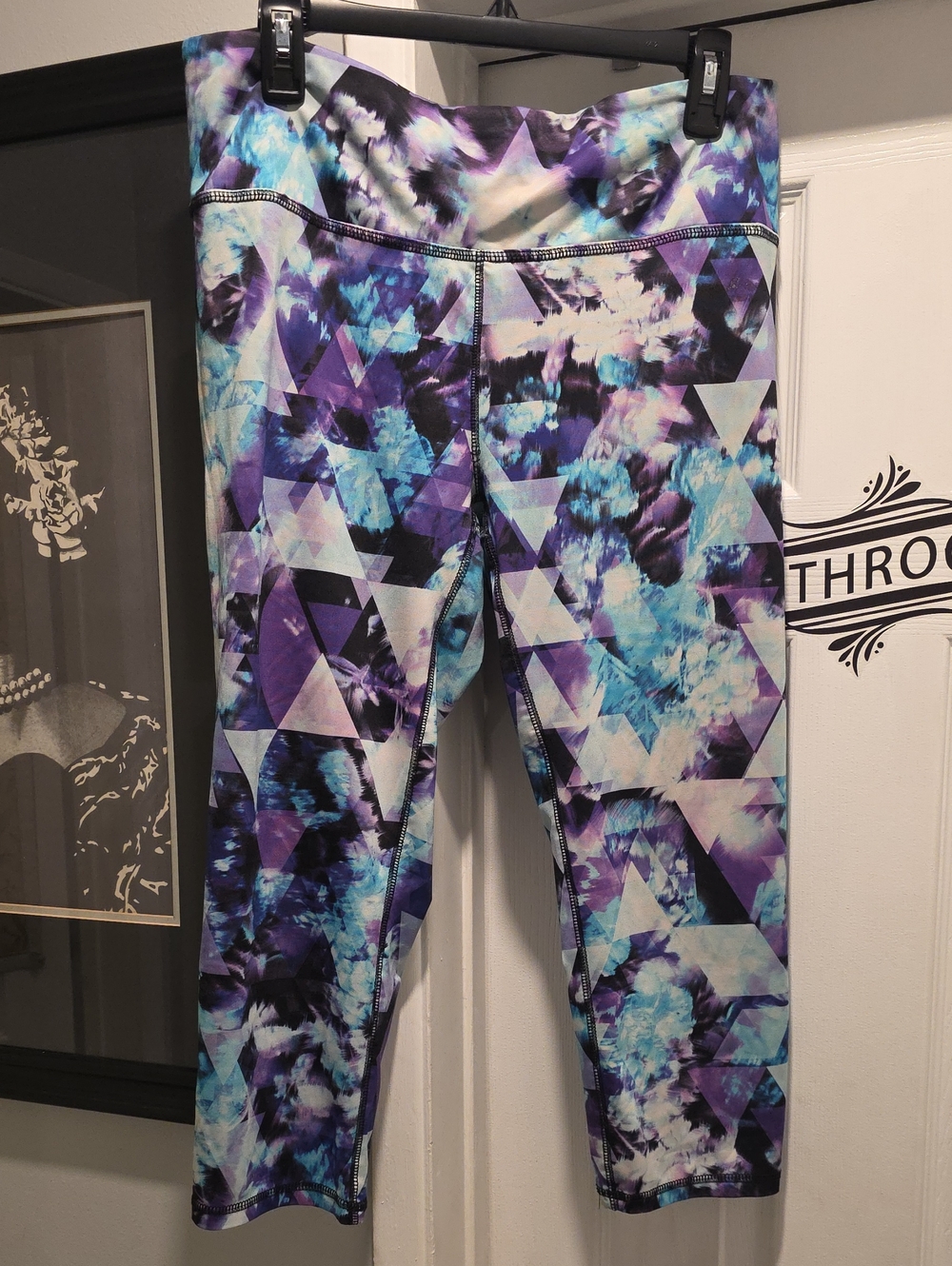 Reebok Purple, Blue & White Geo-Print Capri Leggings